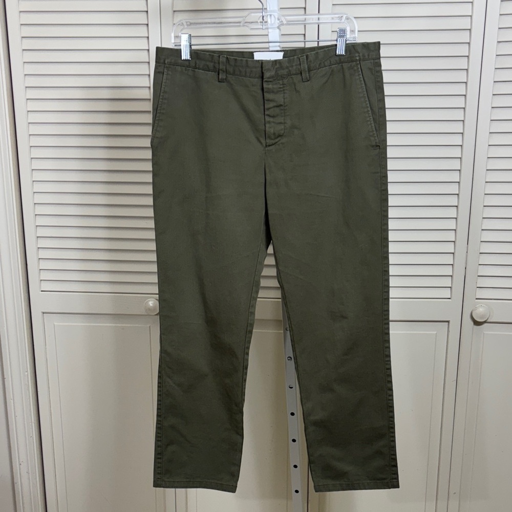 Sandro Men's Twill Cropped Chinos Pants Green Size Large